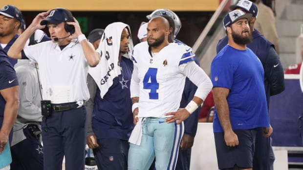 Cowboys quarterback Dak Prescott tossed three interceptions against the 49ers in Week 5.